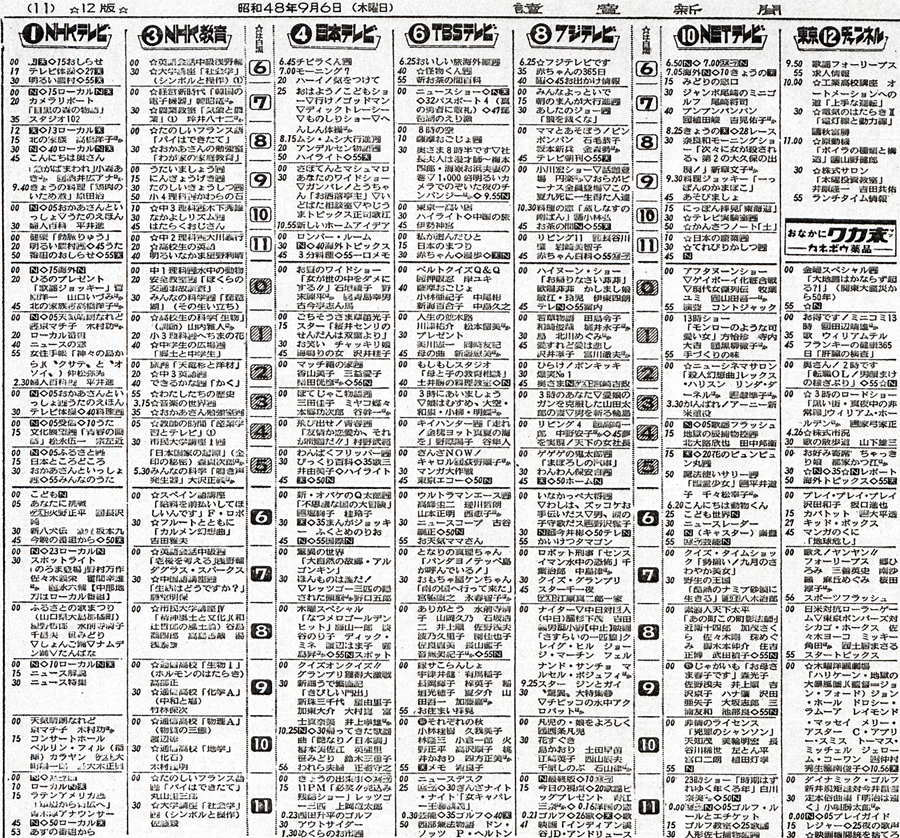 日曜日 テレビ 欄